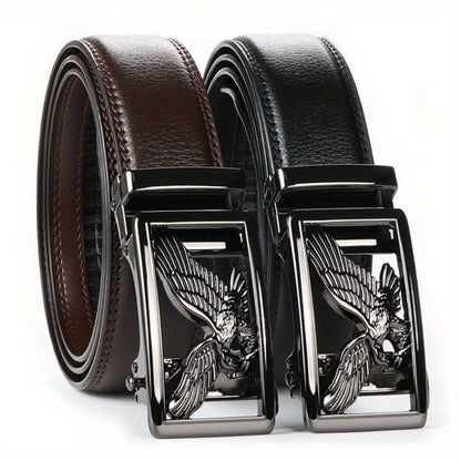 Men's Belt - 's Genuine Leather Set 2-Pack Automatic Ratchet Buckle, Adjustable 110 - product detail view 4