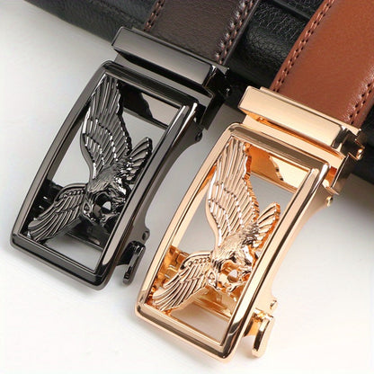 Men's Belt - 's Genuine Leather Set 2-Pack Automatic Ratchet Buckle, Adjustable 110 - product detail view 9