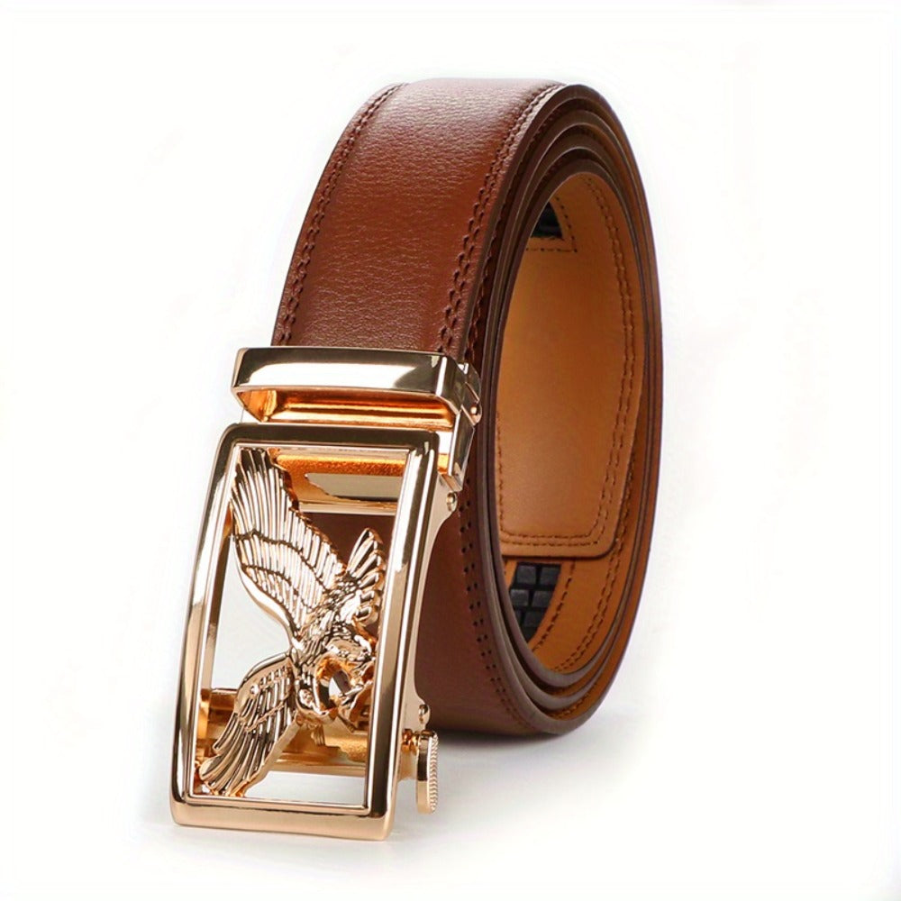 Men's Belt - 's Genuine Leather Set 2-Pack Automatic Ratchet Buckle, Adjustable 110 - product detail view 10