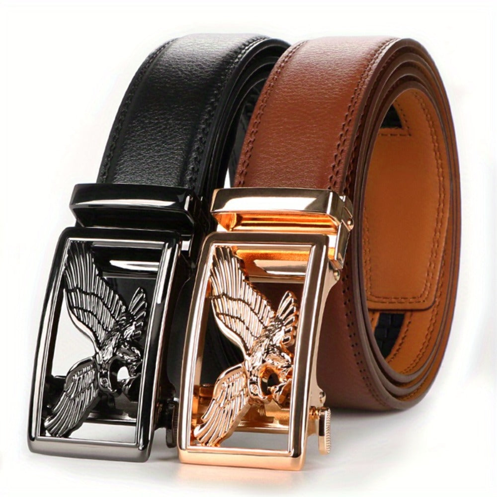 Men's Belt - 's Genuine Leather Set 2-Pack Automatic Ratchet Buckle, Adjustable 110 - product detail view 13