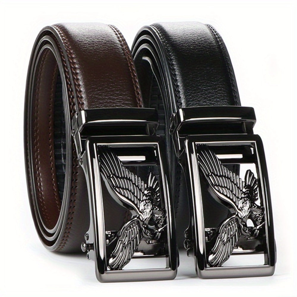 Men's Belt - 's Genuine Leather Set 2-Pack Automatic Ratchet Buckle, Adjustable 110 - product detail view 14