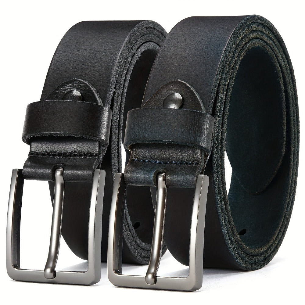 Men's Belt - 's Genuine Leather Set 2-Pack Alloy Pin Buckle, 4 Color Combos, Waist 30 - product detail view 4