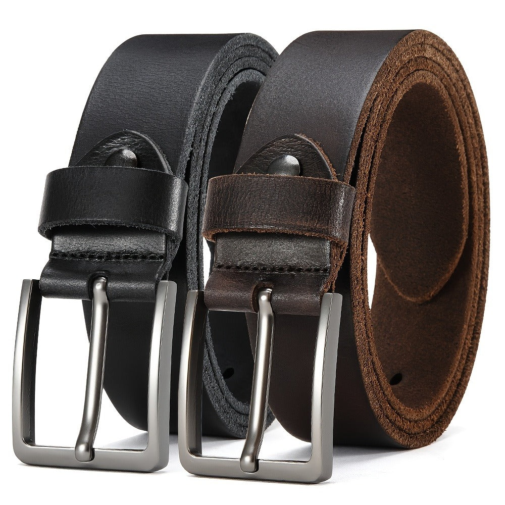 Men's Belt - 's Genuine Leather Set 2-Pack Alloy Pin Buckle, 4 Color Combos, Waist 30 - product detail view 6