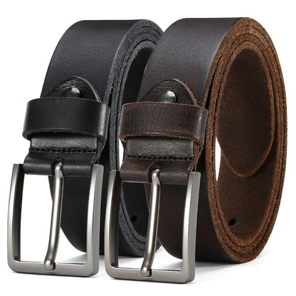 Men's Belt - 's Genuine Leather Set 2-Pack Alloy Pin Buckle, 4 Color Combos, Waist 30 - product detail view 6