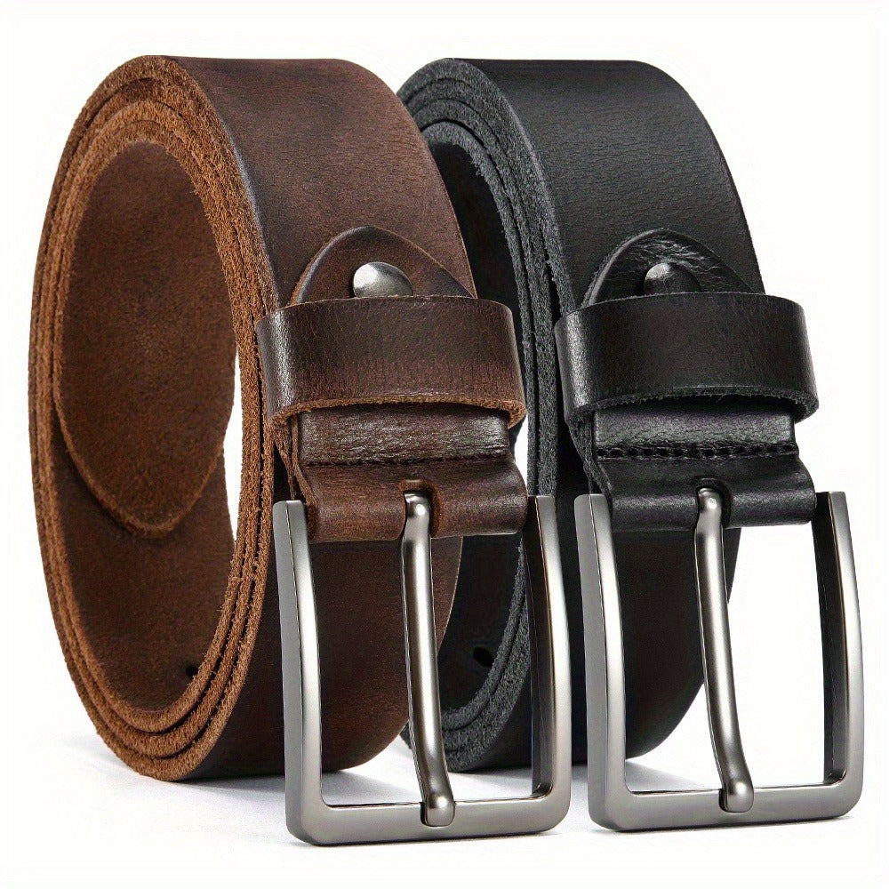 Men's Belt - 's Genuine Leather Set 2-Pack Alloy Pin Buckle, 4 Color Combos, Waist 30 - product detail view 14