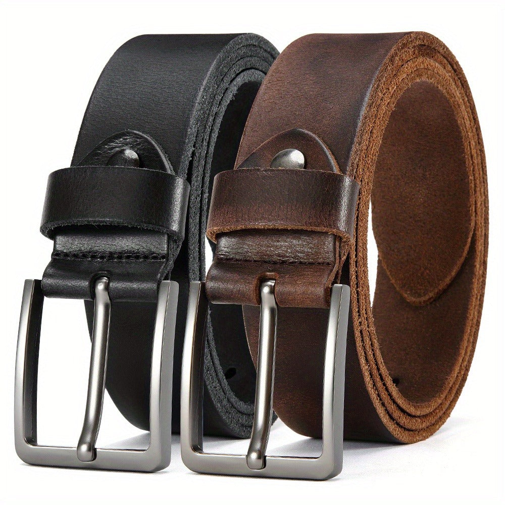 Men's Belt - 's Genuine Leather Set 2-Pack Alloy Pin Buckle, 4 Color Combos, Waist 30 - product detail view 15