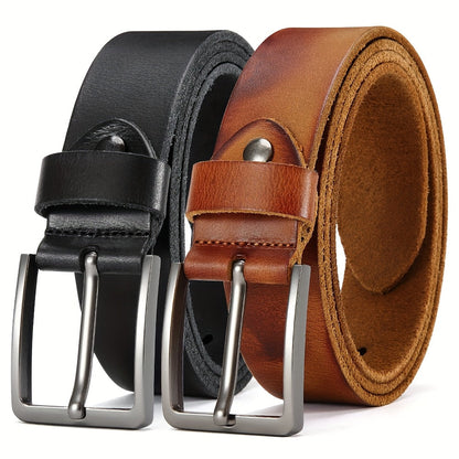 Men's Belt - 's Genuine Leather Set 2-Pack Alloy Pin Buckle, 4 Color Combos, Waist 30 - product detail view 18