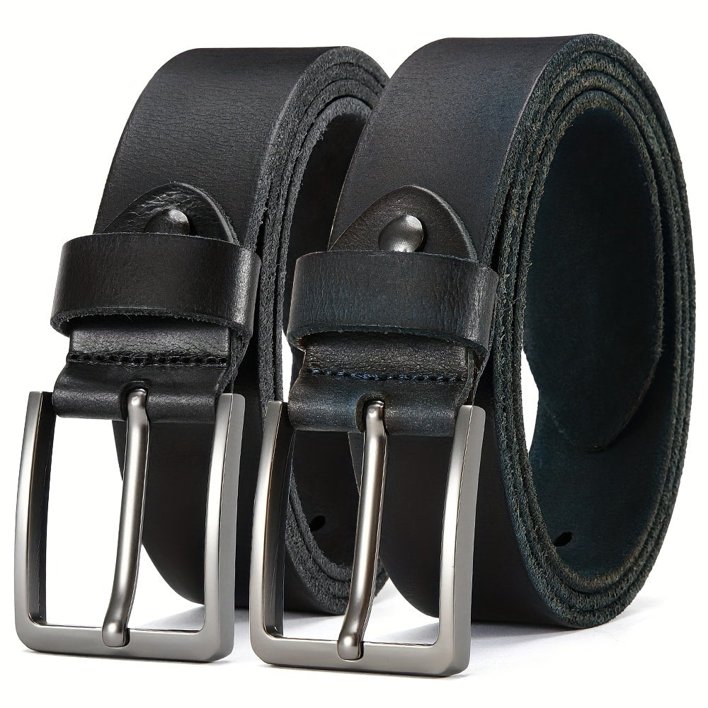 Men's Belt - 's Genuine Leather Set 2-Pack Alloy Pin Buckle, 4 Color Combos, Waist 30 - product detail view 22