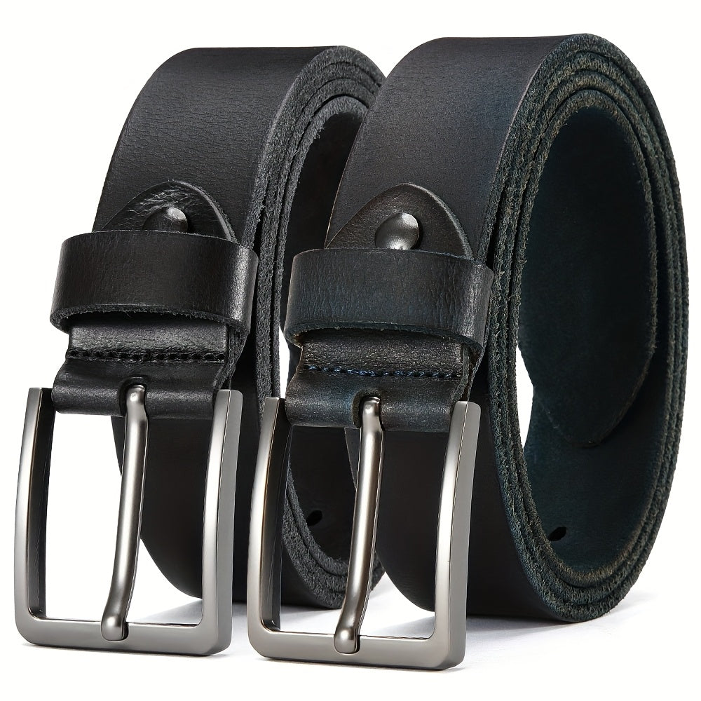 Men's Belt - 's Genuine Leather Set 2-Pack Alloy Pin Buckle, 4 Color Combos, Waist 30 - product detail view 23