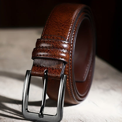 Men's Belt - 's Leather 2-Pack Pin Buckle Casual Retro Genuine Style Jeans Set - product detail view 8