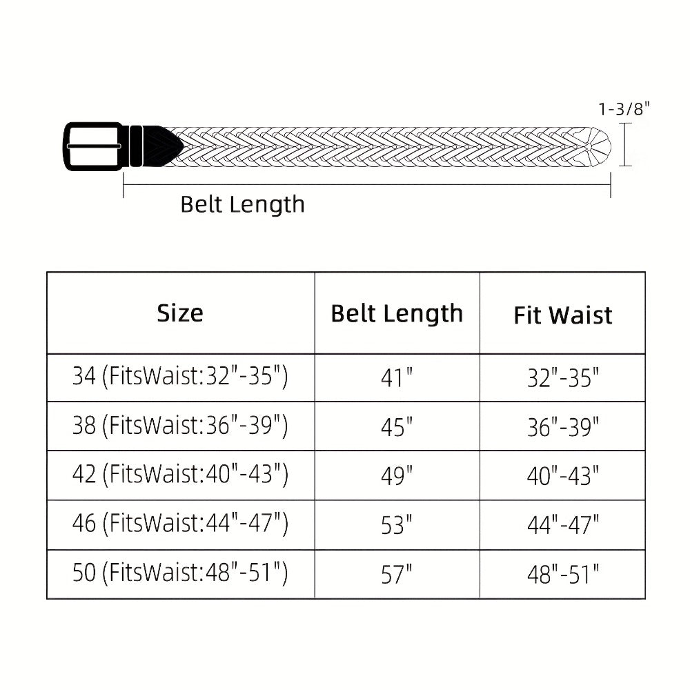 Men's Belt - 's Leather Braided Casual Dress for Jeans Golf Pants, 5 Colors, Sizes 34 - product detail view 2