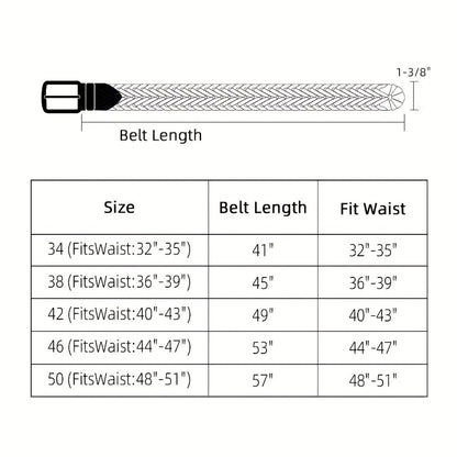 Men's Belt - 's Leather Braided Casual Dress for Jeans Golf Pants, 5 Colors, Sizes 34 - product detail view 2