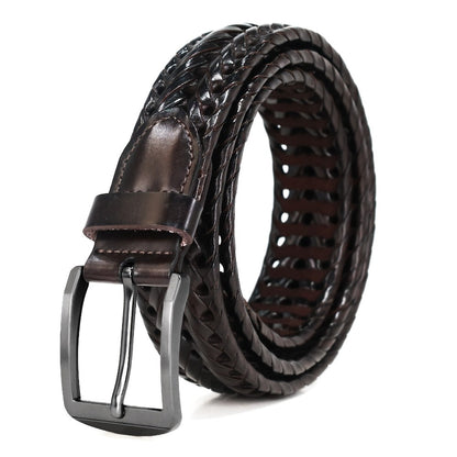 Men's Belt - 's Leather Braided Casual Dress for Jeans Golf Pants, 5 Colors, Sizes 34 - product detail view 6