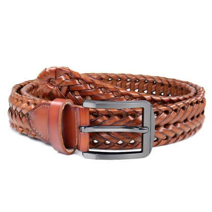 Men's Belt - 's Leather Braided Casual Dress for Jeans Golf Pants, 5 Colors, Sizes 34 - product detail view 7