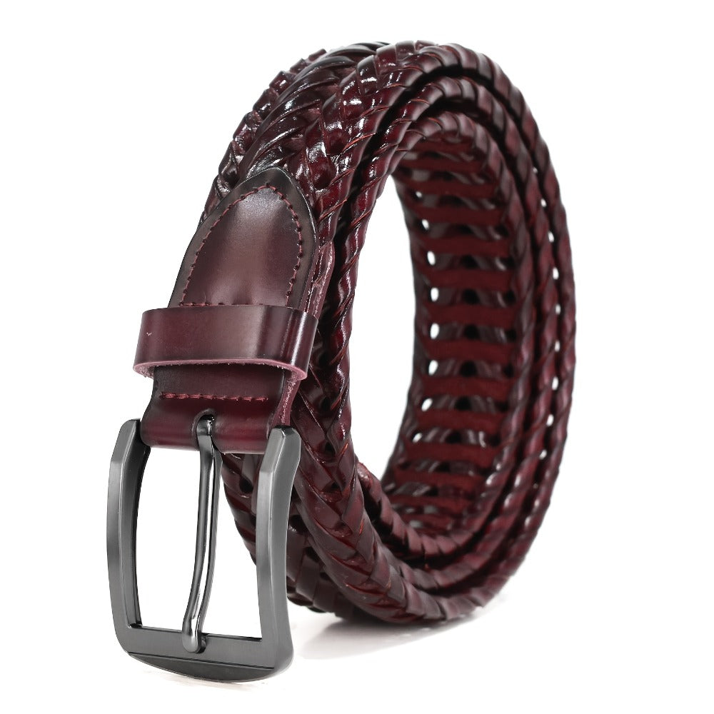 Men's Belt - 's Leather Braided Casual Dress for Jeans Golf Pants, 5 Colors, Sizes 34 - product detail view 8