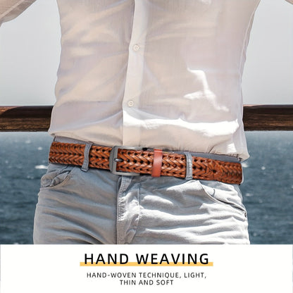 Men's Belt - 's Leather Braided Casual Dress for Jeans Golf Pants, 5 Colors, Sizes 34 - product detail view 9