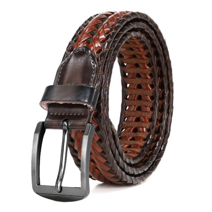 Men's Belt - 's Leather Braided Casual Dress for Jeans Golf Pants, 5 Colors, Sizes 34 - product detail view 10