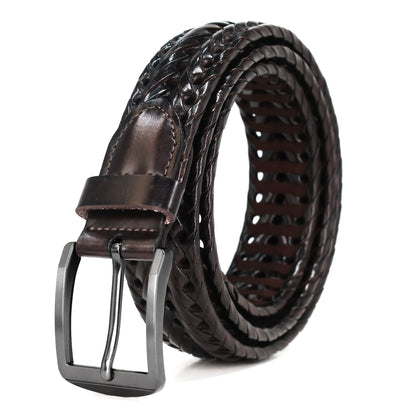 Men's Belt - 's Leather Braided Casual Dress for Jeans Golf Pants, 5 Colors, Sizes 34 - product detail view 14