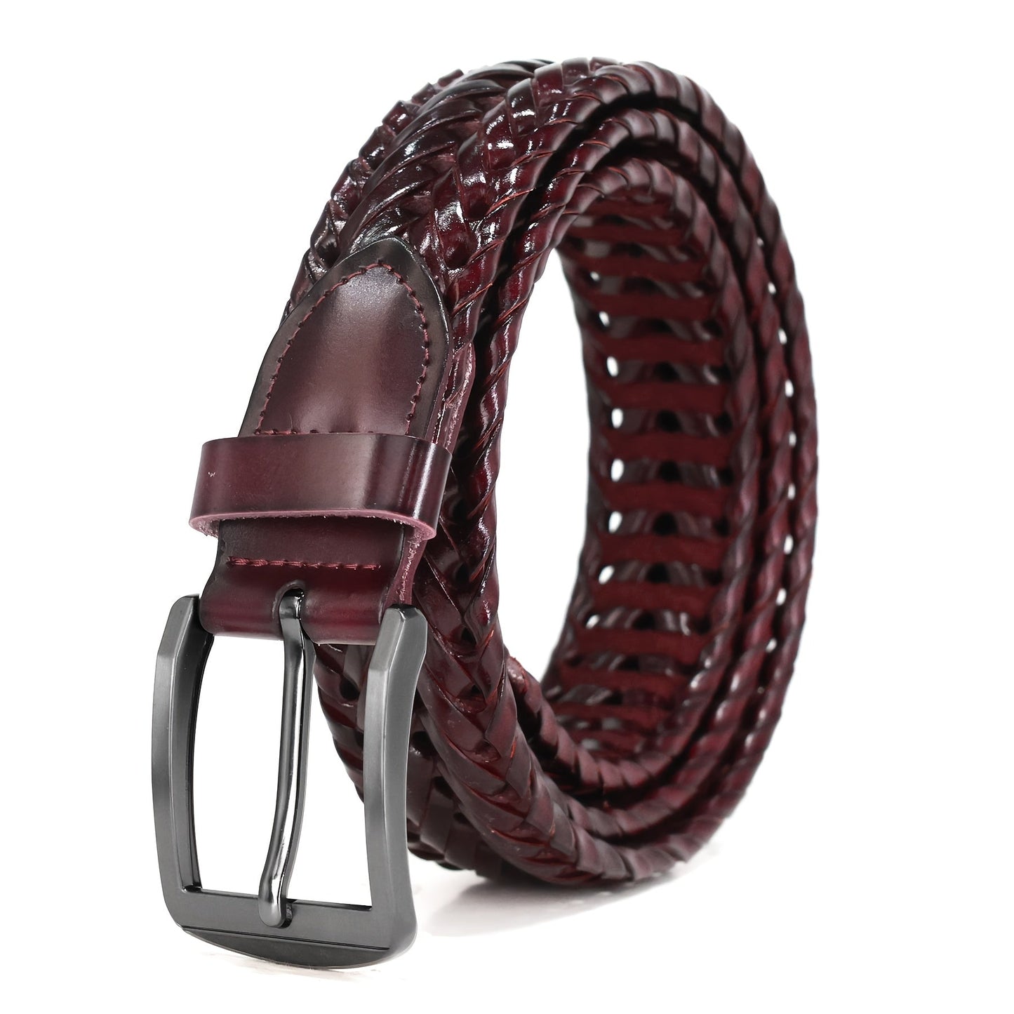Men's Belt - 's Leather Braided Casual Dress for Jeans Golf Pants, 5 Colors, Sizes 34 - product detail view 15