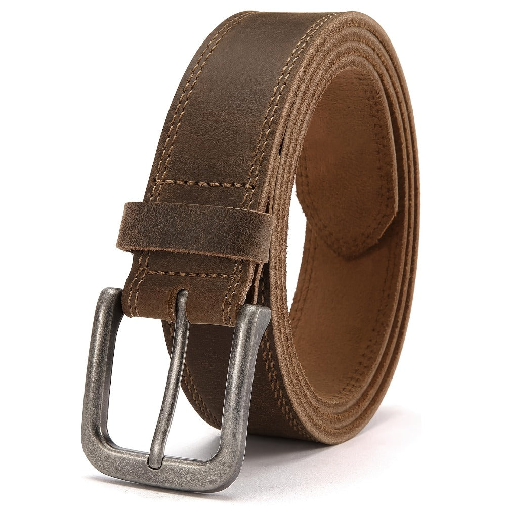 Men's Belt - 's Leather Full Grain Genuine Leather Handmade Dress Stainless Steel - product detail view 9