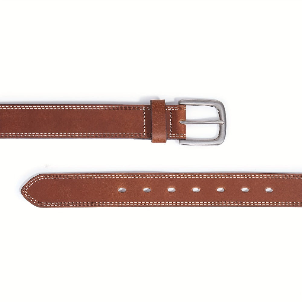 Men's Belt - 's Leather Full Grain Genuine Leather Handmade Dress Stainless Steel - product detail view 10
