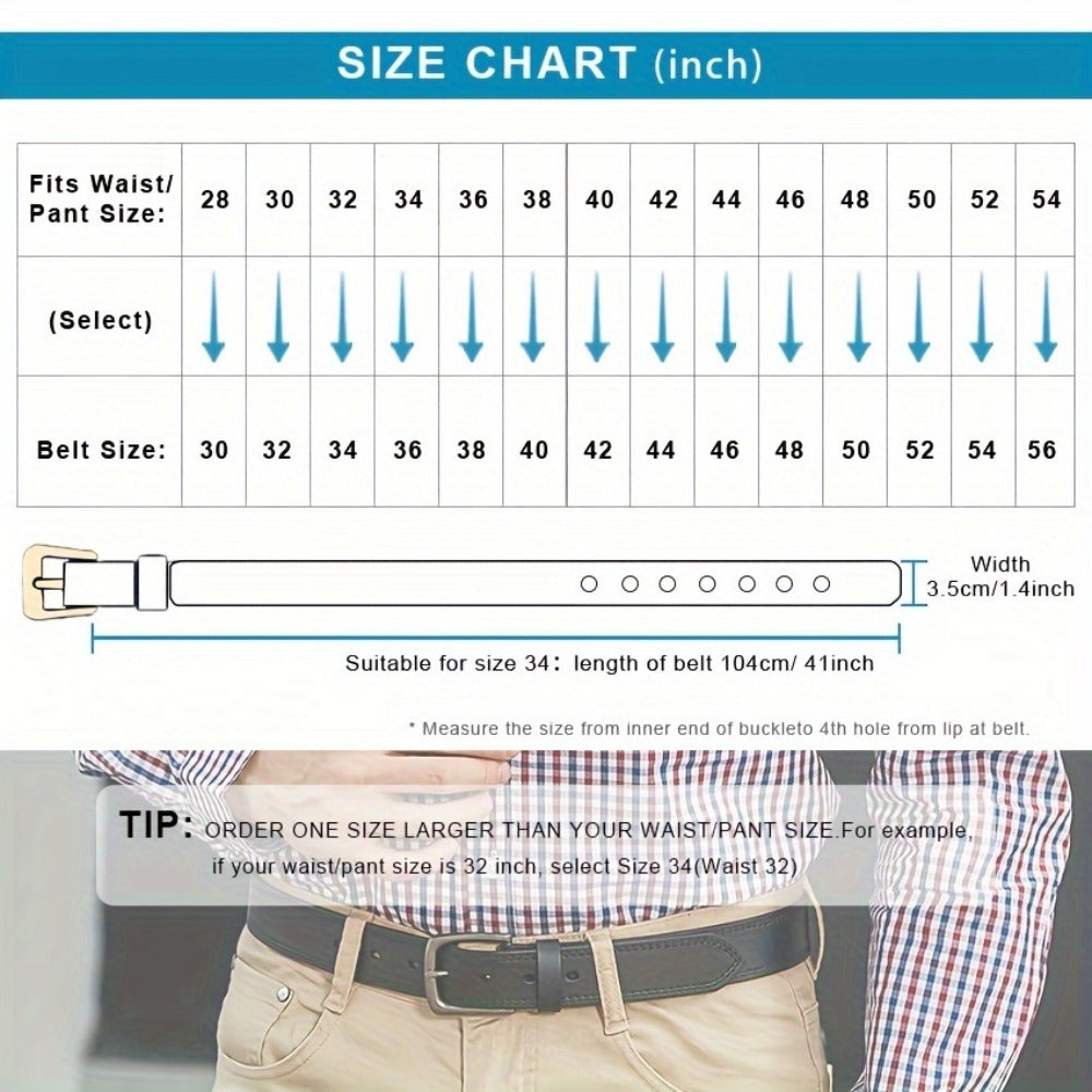 Men's Belt - 's Leather Full Grain Genuine Leather Handmade Dress Stainless Steel - product detail view 16