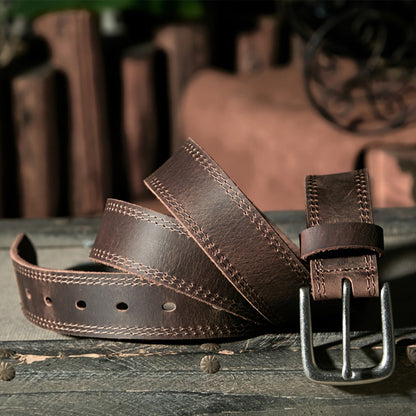 Men's Belt - 's Leather Full Grain Genuine Leather Handmade Dress Stainless Steel - product detail view 18