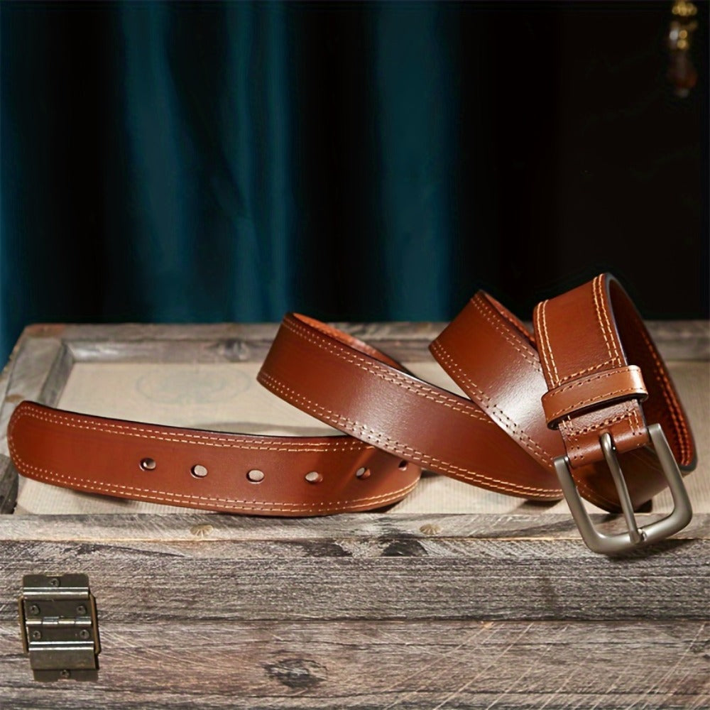 Men's Belt - 's Leather Full Grain Genuine Leather Handmade Dress Stainless Steel - product detail view 19