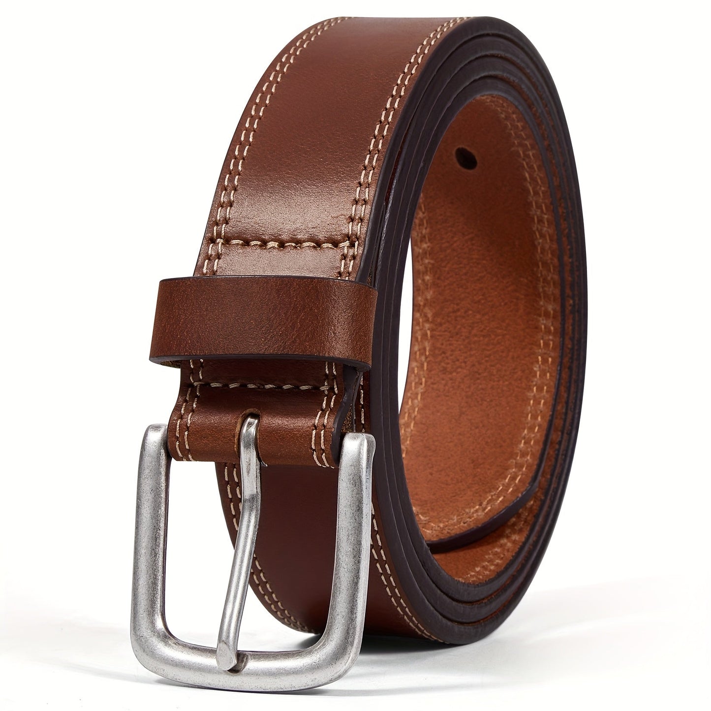 Men's Belt - 's Leather Full Grain Genuine Leather Handmade Dress Stainless Steel - product detail view 20