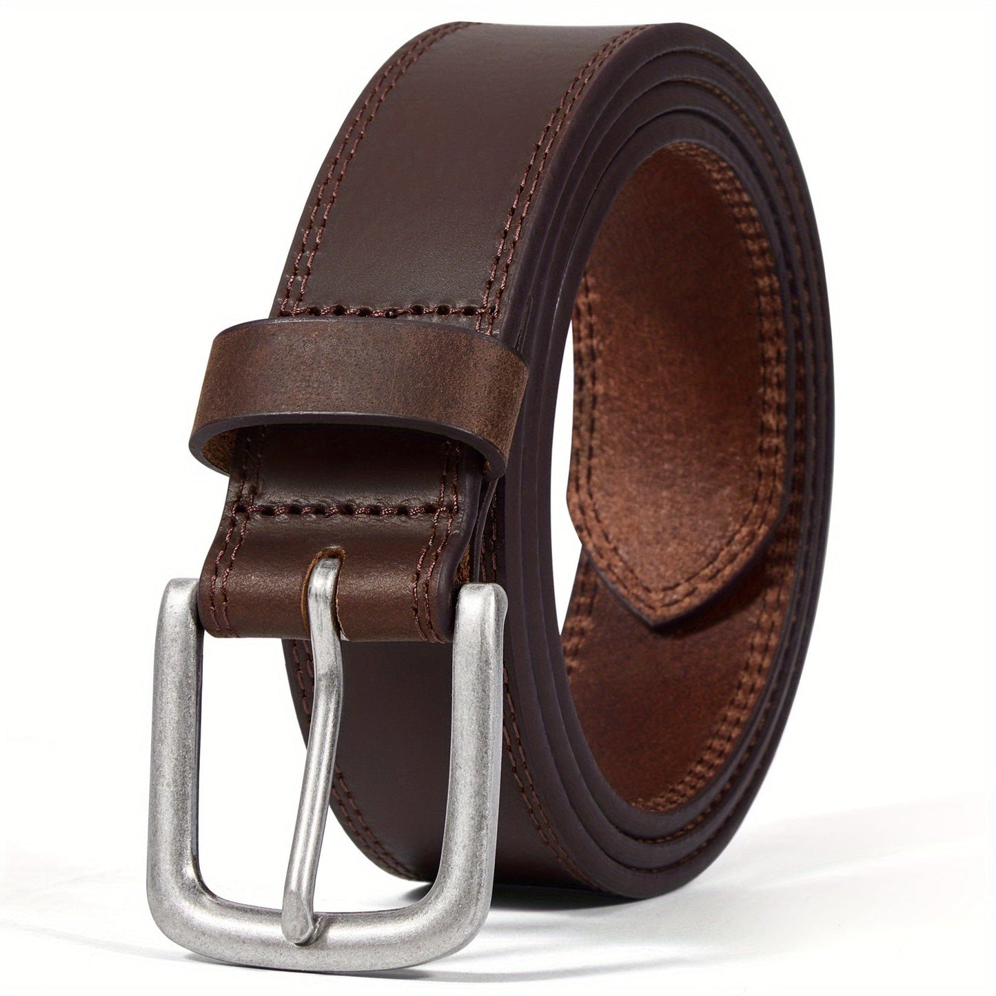 Men's Belt - 's Leather Full Grain Genuine Leather Handmade Dress Stainless Steel - product detail view 21