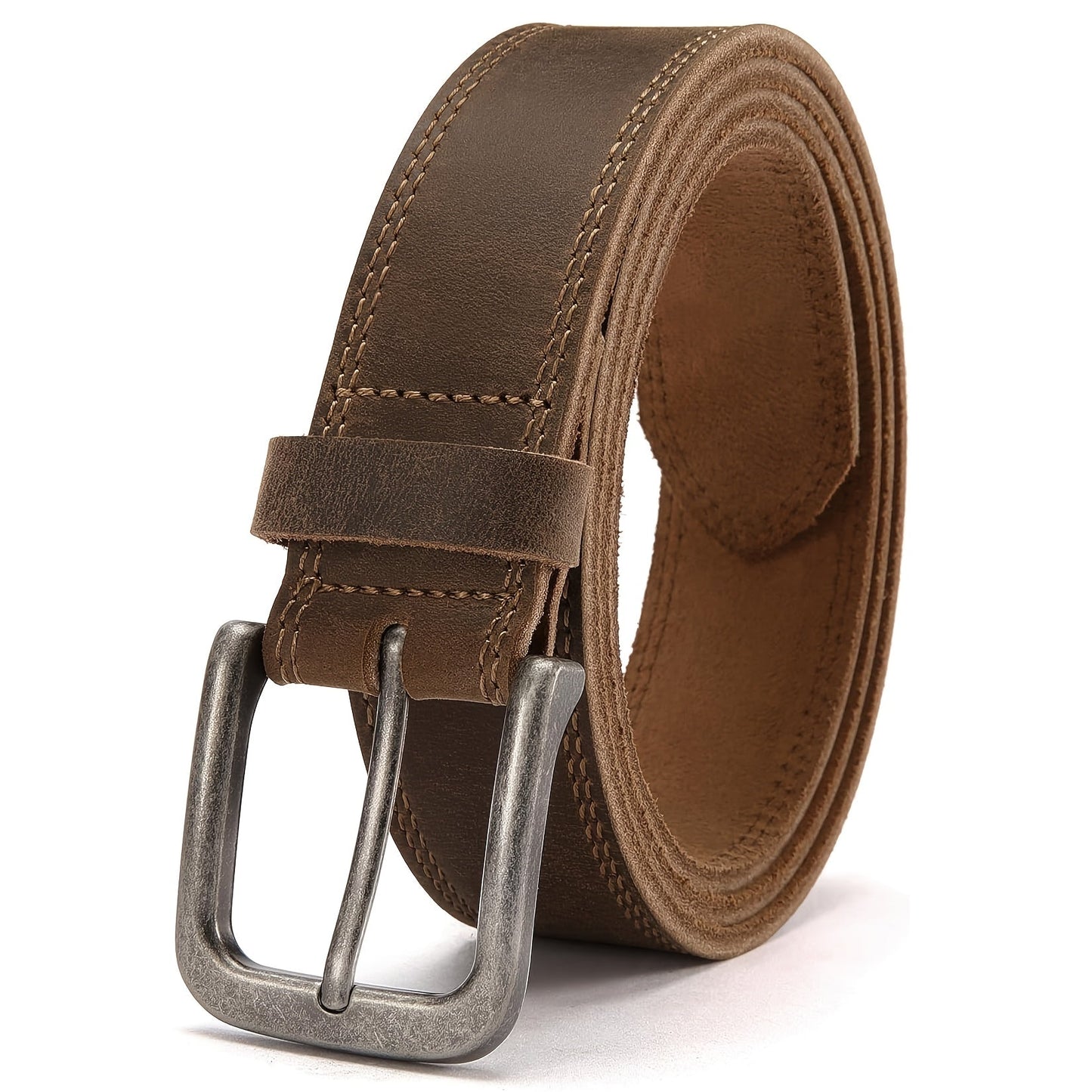 Men's Belt - 's Leather Full Grain Genuine Leather Handmade Dress Stainless Steel - product detail view 34