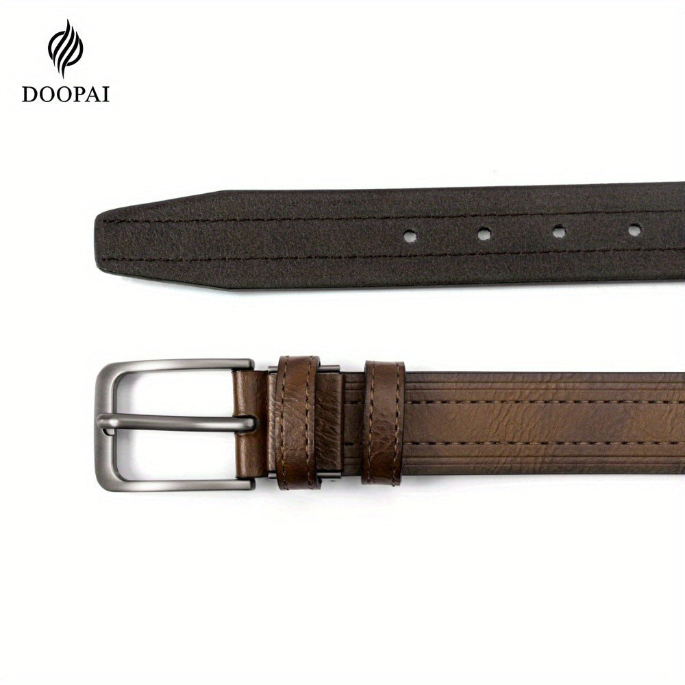 Men's Belt - 's Leather Gift Set 2 Pack Cowhide Pin Buckle Casual Vintage Jeans with - product detail view 5
