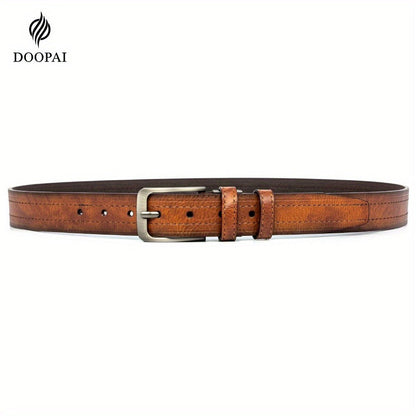 Men's Belt - 's Leather Gift Set 2 Pack Cowhide Pin Buckle Casual Vintage Jeans with - product detail view 7