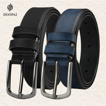 Men's Belt - 's Leather Gift Set 2 Pack Cowhide Pin Buckle Casual Vintage Jeans with - product detail view 8