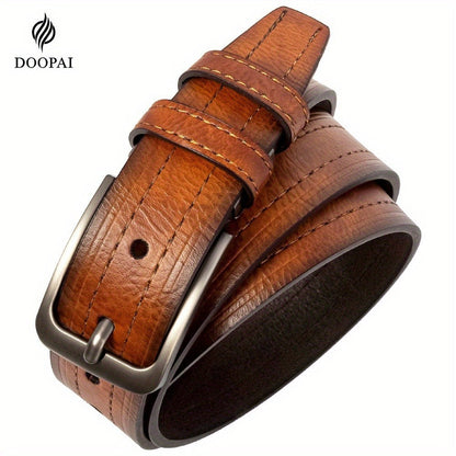 Men's Belt - 's Leather Gift Set 2 Pack Cowhide Pin Buckle Casual Vintage Jeans with - product detail view 9