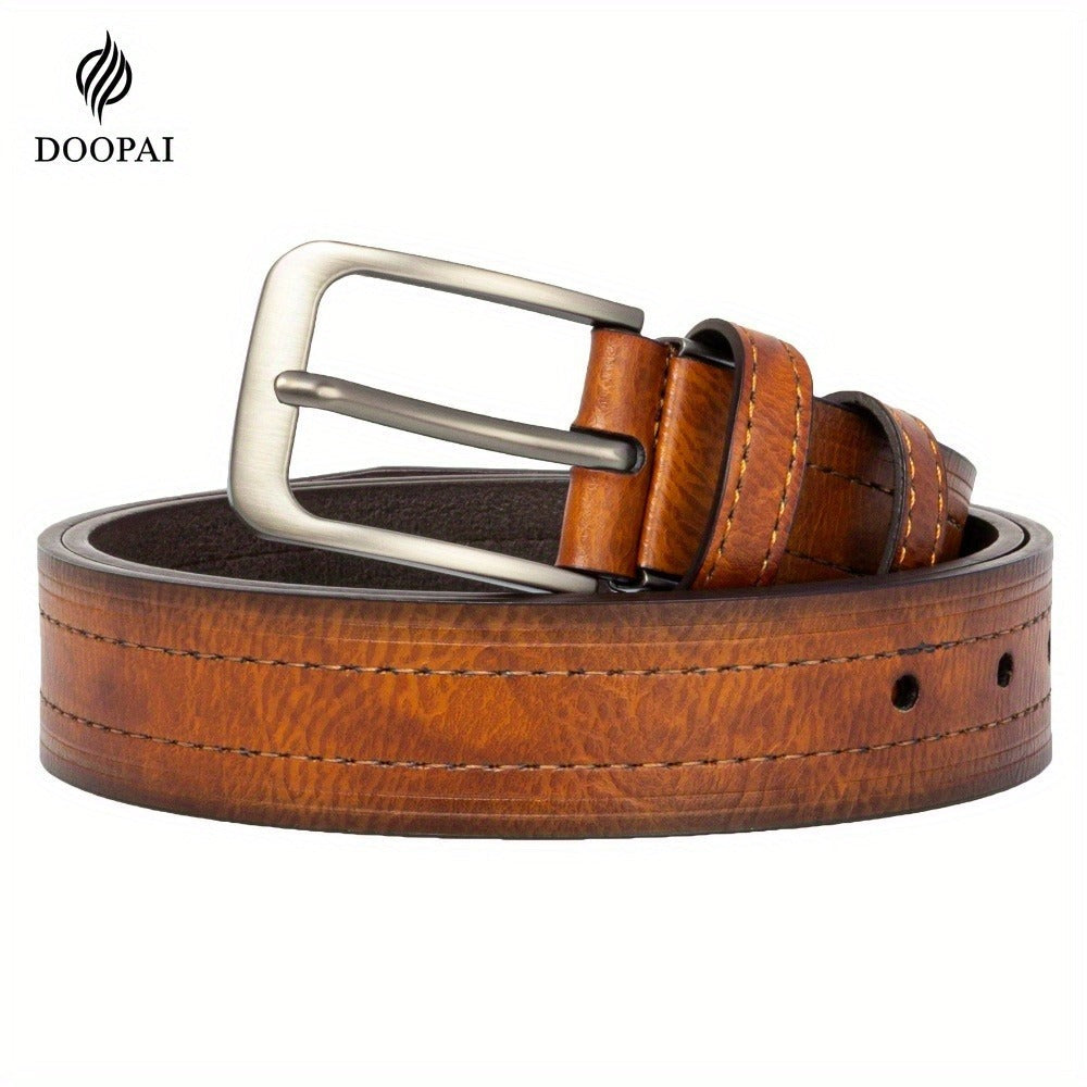 Men's Belt - 's Leather Gift Set 2 Pack Cowhide Pin Buckle Casual Vintage Jeans with - product detail view 10