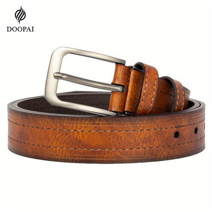 Men's Belt - 's Leather Gift Set 2 Pack Cowhide Pin Buckle Casual Vintage Jeans with - product detail view 10