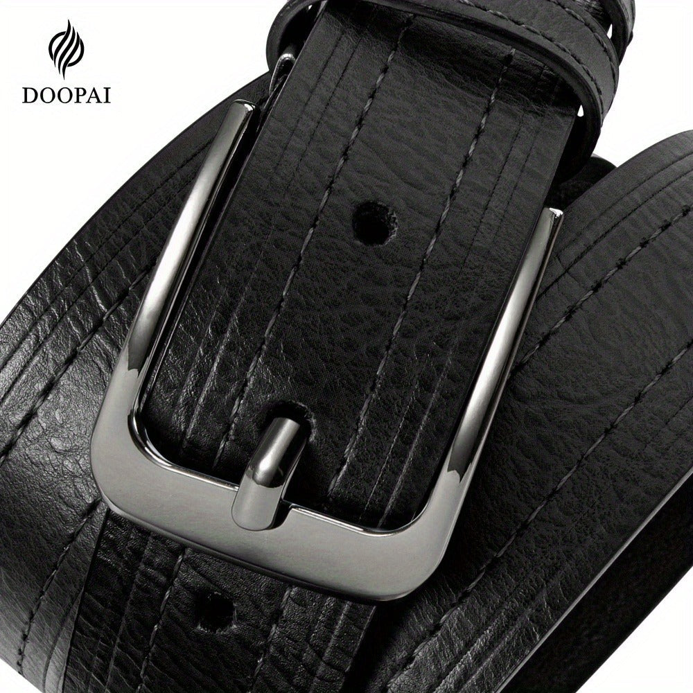 Men's Belt - 's Leather Gift Set 2 Pack Cowhide Pin Buckle Casual Vintage Jeans with - product detail view 11