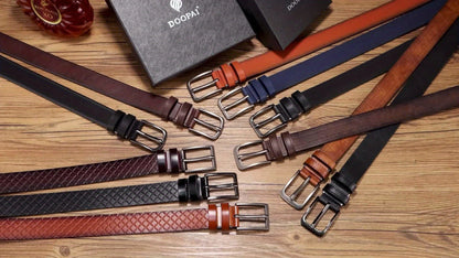 Men's Belt - 's Leather Gift Set 2 Pack Cowhide Pin Buckle Casual Vintage Jeans with - product detail view 14