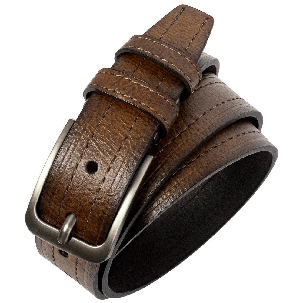 Men's Belt - 's Leather Gift Set 2 Pack Cowhide Pin Buckle Casual Vintage Jeans with - product detail view 21