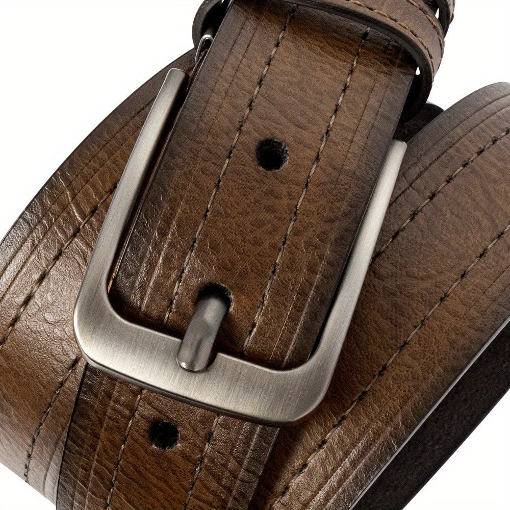 Men's Belt - 's Leather Gift Set 2 Pack Cowhide Pin Buckle Casual Vintage Jeans with - product detail view 22