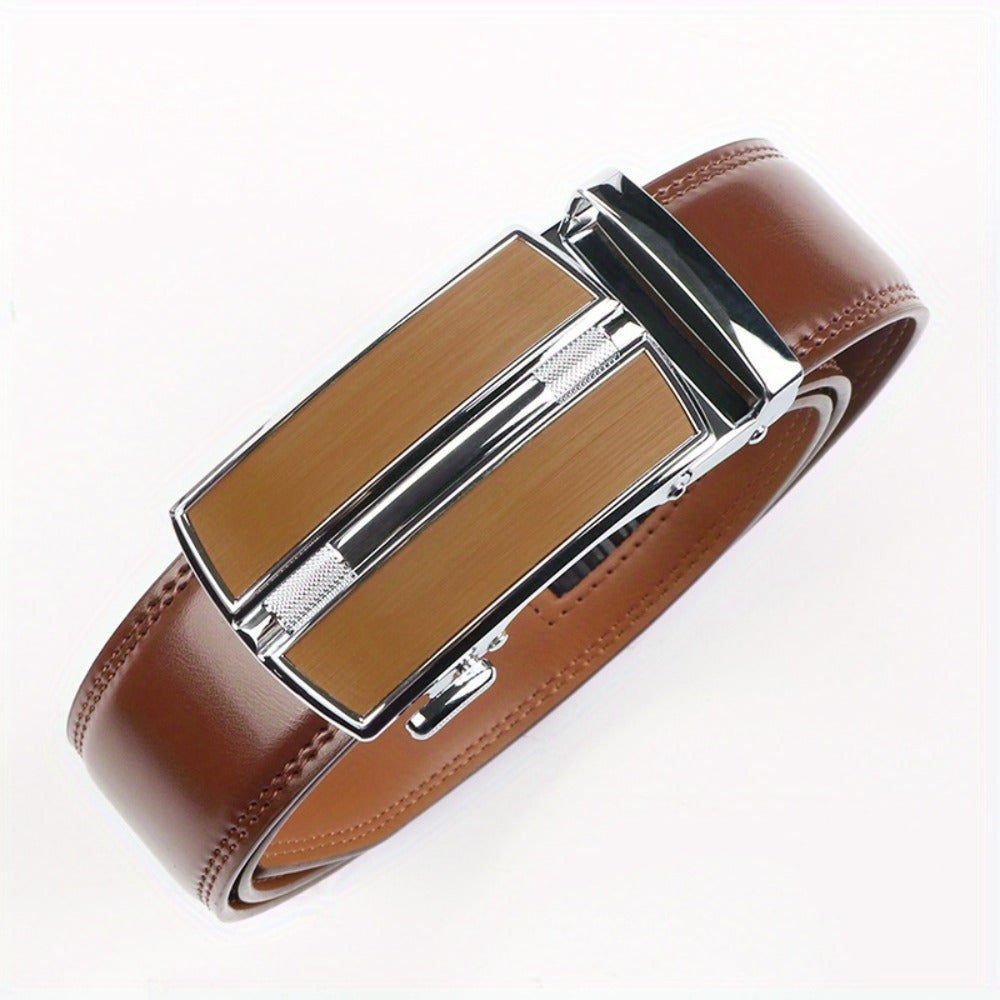 Men's Belt - 's Leather Ratchet 2-Pack Automatic Buckle Genuine Leather Adjustable No - product detail view 6