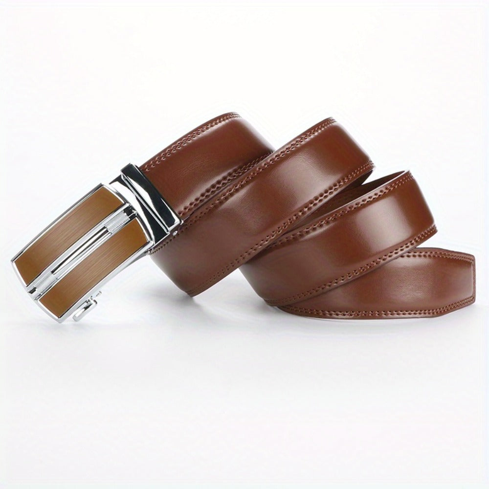 Men's Belt - 's Leather Ratchet 2-Pack Automatic Buckle Genuine Leather Adjustable No - product detail view 11