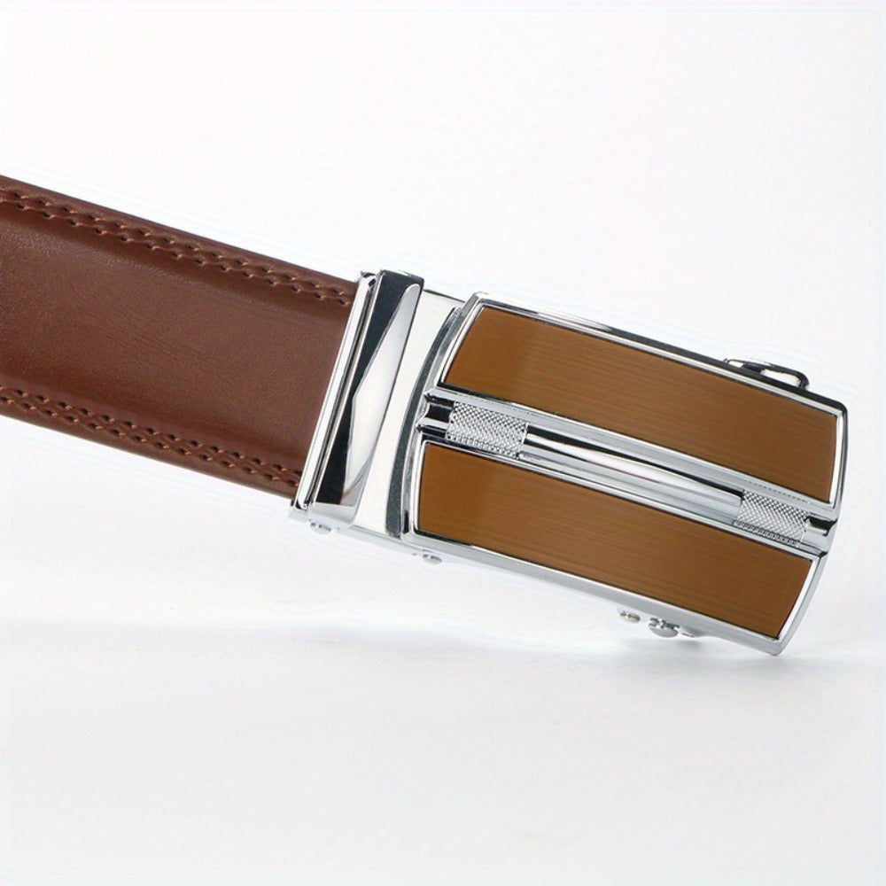 Men's Belt - 's Leather Ratchet 2-Pack Automatic Buckle Genuine Leather Adjustable No - product detail view 12