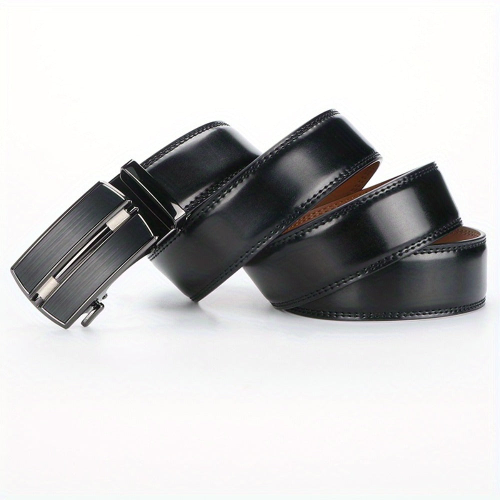 Men's Belt - 's Leather Ratchet 2-Pack Automatic Buckle Genuine Leather Adjustable No - product detail view 14
