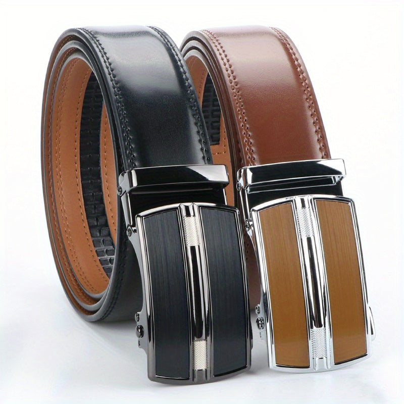Men's Belt - 's Leather Ratchet 2-Pack Automatic Buckle Genuine Leather Adjustable No - product detail view 15
