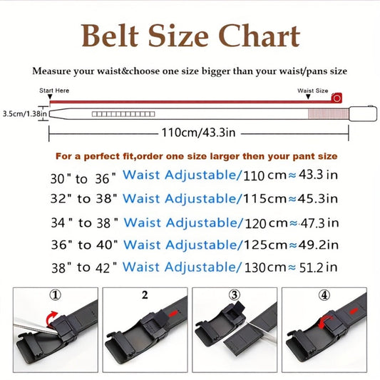 Men's Belt - 's Leather Ratchet Automatic Buckle Adjustable Trim-to-Fit No Hole Design - product detail view 2