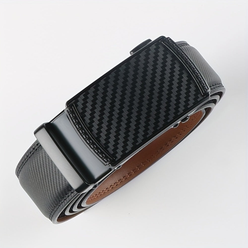 Men's Belt - 's Leather Ratchet Automatic Buckle Adjustable Trim-to-Fit No Hole Design - product detail view 13