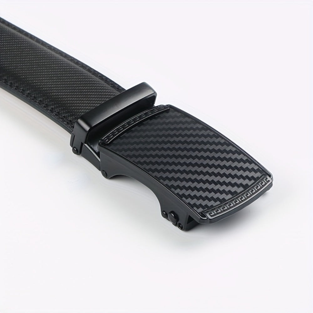 Men's Belt - 's Leather Ratchet Automatic Buckle Adjustable Trim-to-Fit No Hole Design - product detail view 19