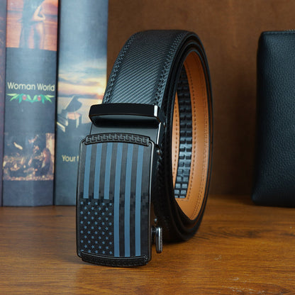 Men's Belt - 's Leather Ratchet Automatic Buckle Adjustable Trim-to-Fit No Hole Design - product detail view 20